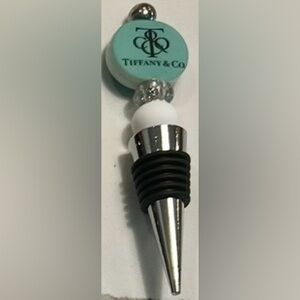 Elegant Teal, Silver, and Black Wine Stopper